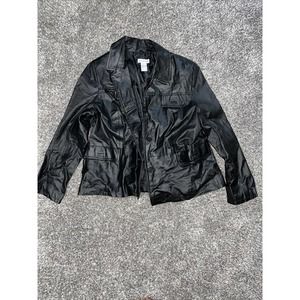 jessica london black leather coat Size 14
